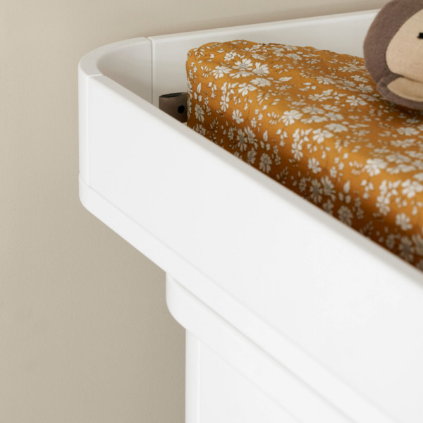 Commode 3 tiroirs Wood avec grand plan à langer - Blanc et chêne