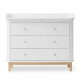 Commode 3 tiroirs Wood avec grand plan à langer - Blanc et chêne