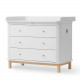 Commode 3 tiroirs Wood avec grand plan à langer - Blanc et chêne