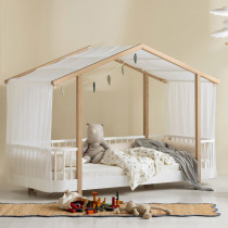 Lit cabane Wood Original 90 x 200 - Blanc et chêne