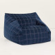 Pouf fauteuil Chelsea Eco-velours - Night blue purple windowpane