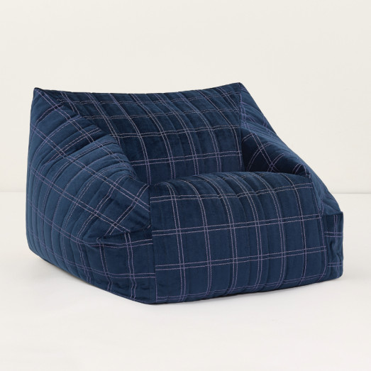 Pouf fauteuil Chelsea Eco-velours - Night blue purple windowpane