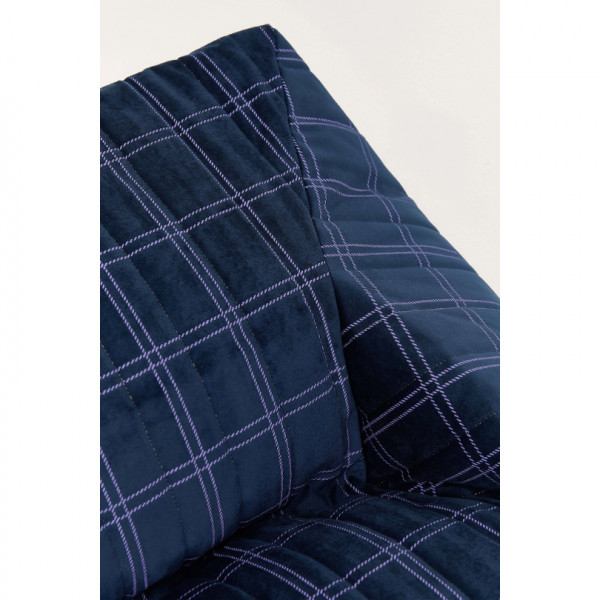 Pouf fauteuil Chelsea Eco-velours - Night blue purple windowpane