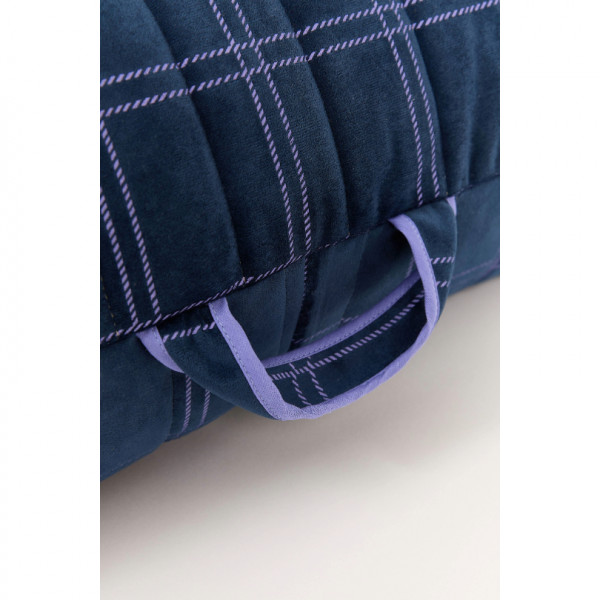 Long pouf enfant Oasis eco-velours - Night blue purple windowpane