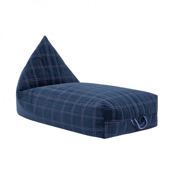 Long pouf enfant Oasis eco-velours - Night blue purple windowpane