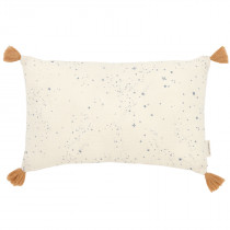 Coussin rectangulaire avec pompons - Blue milky way