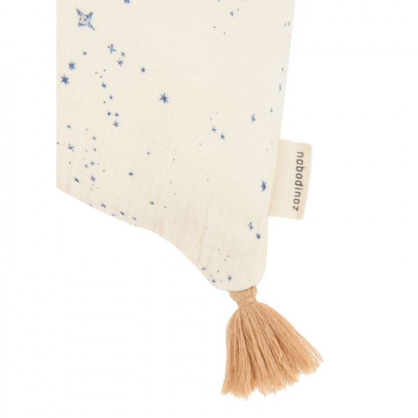 Coussin rectangulaire avec pompons - Blue milky way