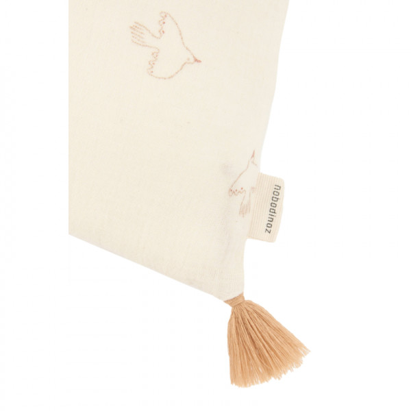 Coussin rectangulaire avec pompons - Brown hoshi birds