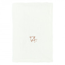 Couverture d'hiver Brodée L1N0 en lin français - Off white