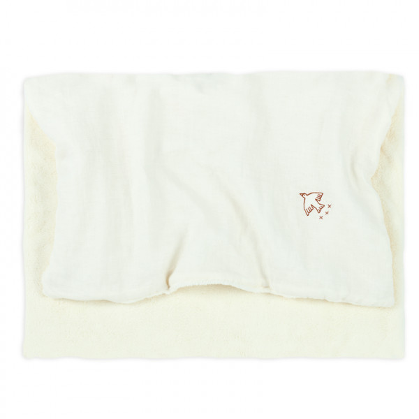 Couverture d'hiver Brodée L1N0 en lin français - Off white