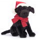 Peluche chien labrador noir Pippa - Bonnet rouge