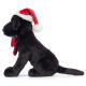 Peluche chien labrador noir Pippa - Bonnet rouge