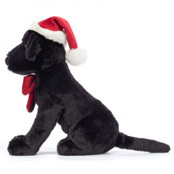 Peluche chien labrador noir Pippa - Bonnet rouge