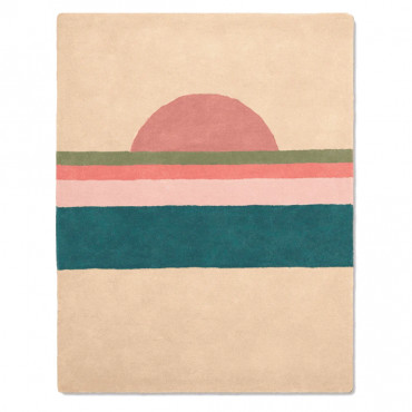 Tapis tufté coton bio - Sunset rose et vert
