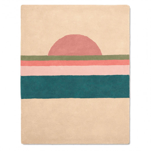 Tapis tufté coton bio - Sunset rose et vert