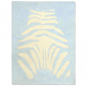 Tapis tufté coton bio - Zèbre bleu clair