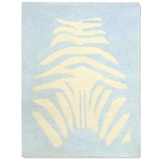 Tapis tufté coton bio - Zèbre bleu clair