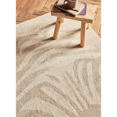 Tapis tufté coton bio - Zèbre beige