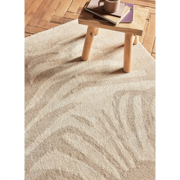 Tapis tufté coton bio - Zèbre beige