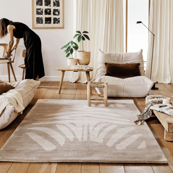 Tapis tufté coton bio - Zèbre beige