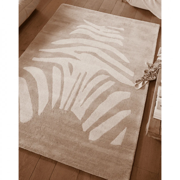 Tapis tufté coton bio - Zèbre beige