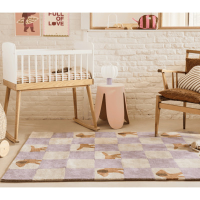 Tapis tufté coton bio - Walter Damier lilas
