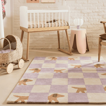 Tapis tufté coton bio - Walter Damier lilas