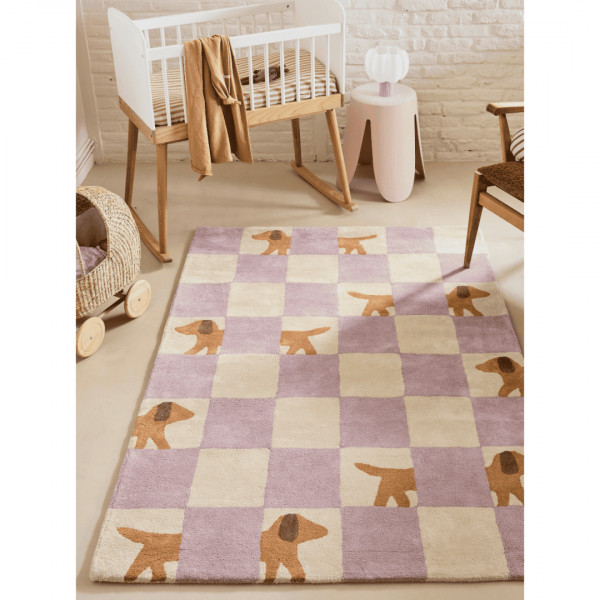 Tapis tufté coton bio - Walter Damier lilas