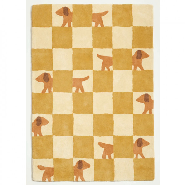 Tapis tufté coton bio - Walter damier ocre