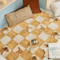 Tapis tufté coton bio - Walter damier ocre