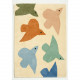 Tapis tufté coton bio - Oiseaux bleu terracotta