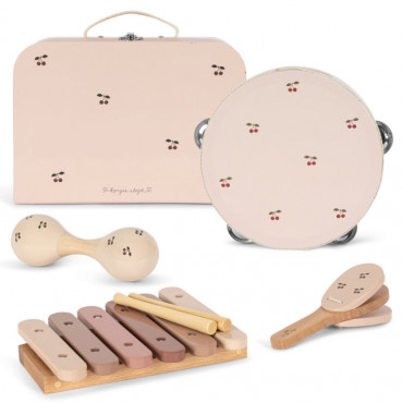 Valise avec 4 instruments de musique - Cherry