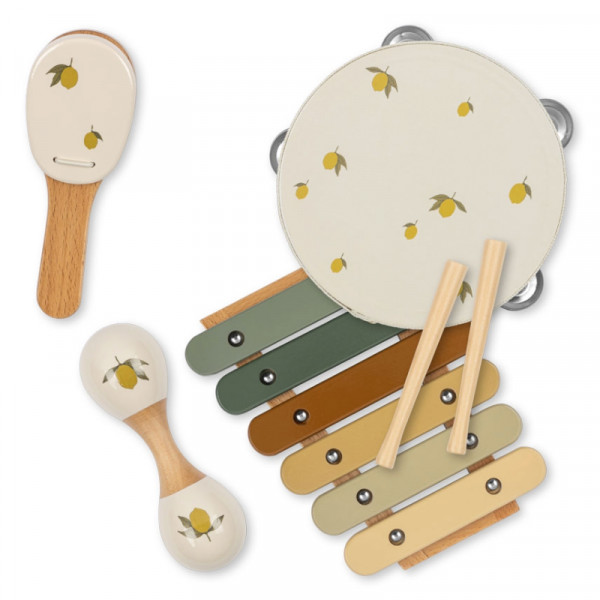 Valise avec 4 instruments de musique - Cherry