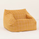 Pouf fauteuil Chelsea Eco-velours - Ochre pink windowpane