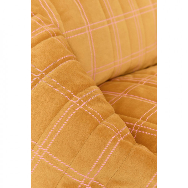 Pouf fauteuil Chelsea Eco-velours - Ochre pink windowpane