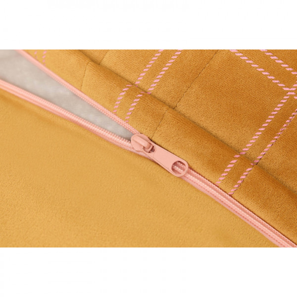 Pouf fauteuil Chelsea Eco-velours - Ochre pink windowpane