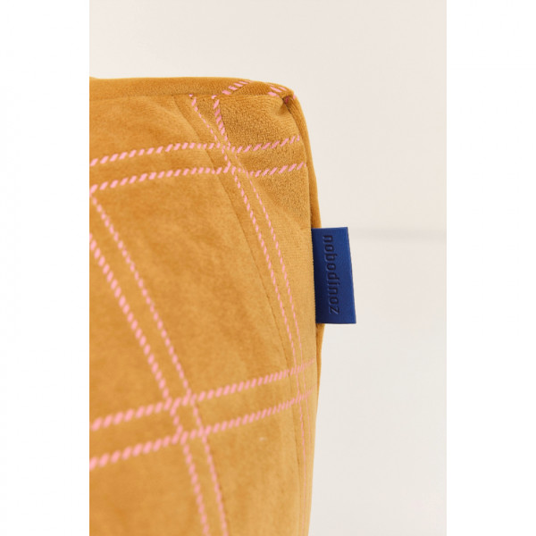 Pouf fauteuil Chelsea Eco-velours - Ochre pink windowpane