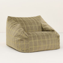 Pouf fauteuil Chelsea Eco-velours - Light green lemon windowpane