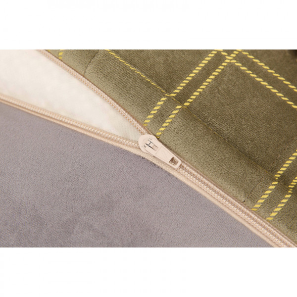 Pouf fauteuil Chelsea Eco-velours - Light green lemon windowpane