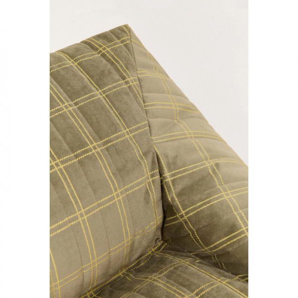 Pouf fauteuil Chelsea Eco-velours - Light green lemon windowpane