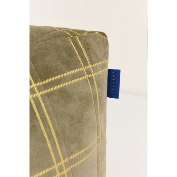 Pouf fauteuil Chelsea Eco-velours - Light green lemon windowpane