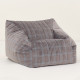 Pouf fauteuil Chelsea Eco-velours - Grey blue windowpane