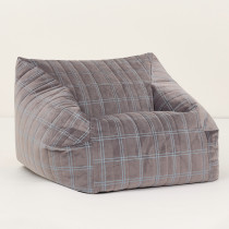 Pouf fauteuil Chelsea Eco-velours - Grey blue windowpane