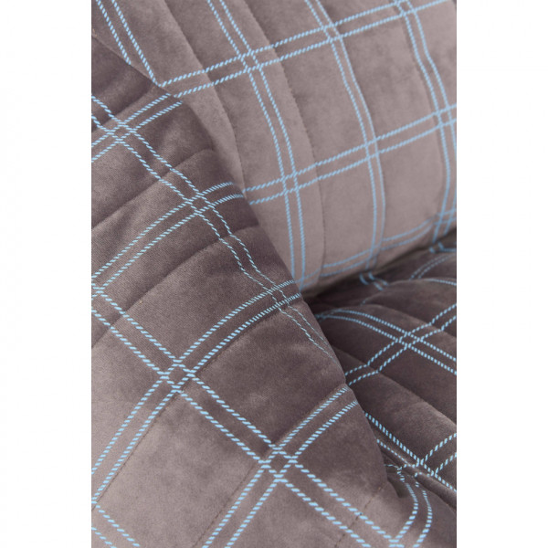 Pouf fauteuil Chelsea Eco-velours - Grey blue windowpane