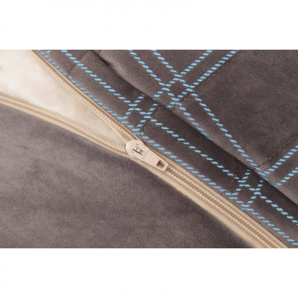 Pouf fauteuil Chelsea Eco-velours - Grey blue windowpane