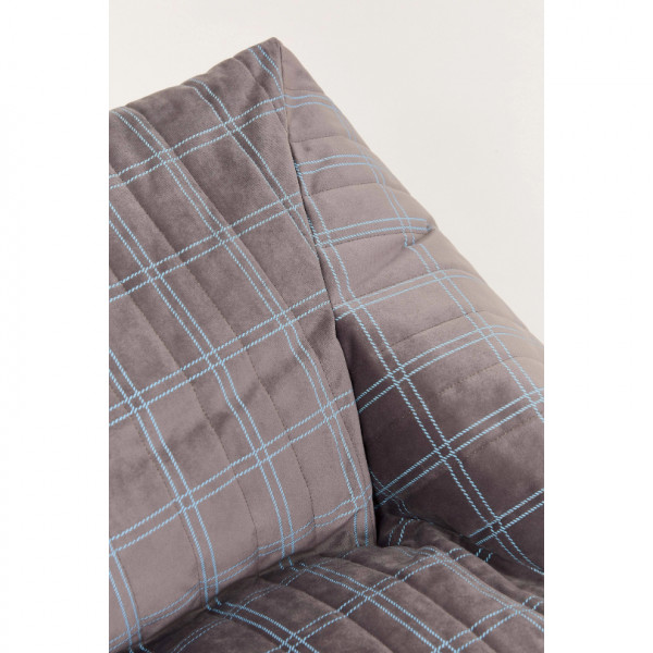 Pouf fauteuil Chelsea Eco-velours - Grey blue windowpane