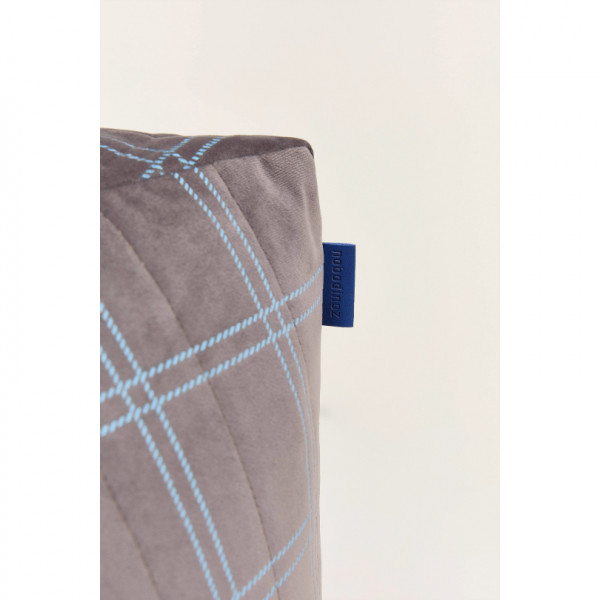 Pouf fauteuil Chelsea Eco-velours - Grey blue windowpane