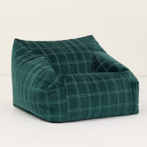 Pouf fauteuil Chelsea Eco-velours - Green mint windowpane