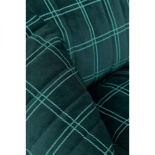 Pouf fauteuil Chelsea Eco-velours - Green mint windowpane