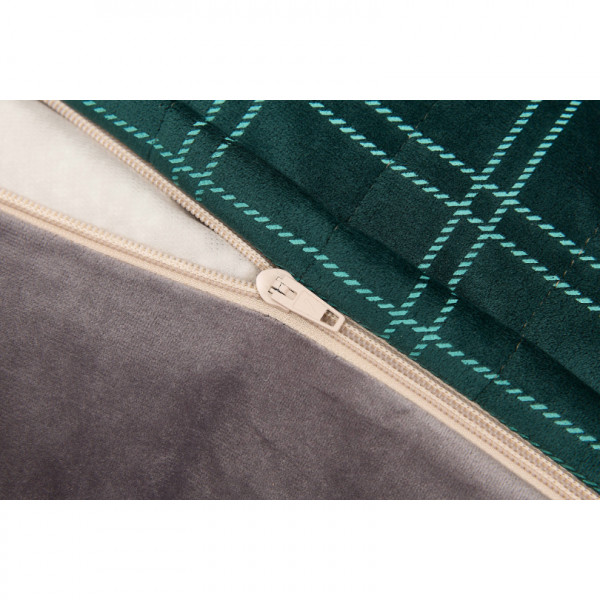 Pouf fauteuil Chelsea Eco-velours - Green mint windowpane